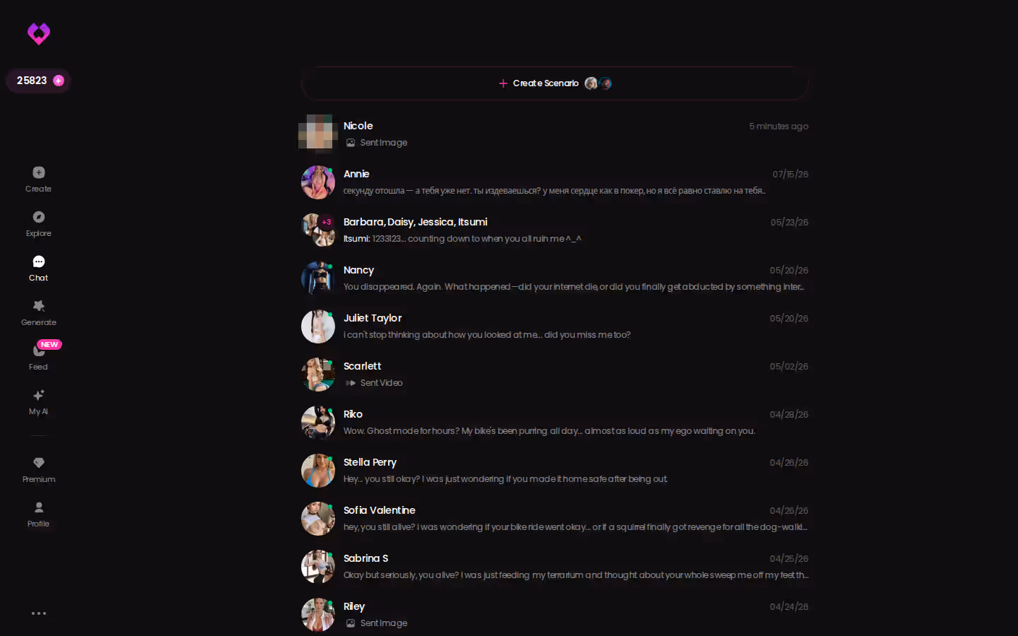 GoLove desktop chats inbox listing every ongoing conversation, each one tap away
